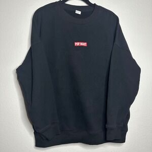 Pop Mart Black Crewneck Sweatshirt Staff Crown Logo Oversized Size M